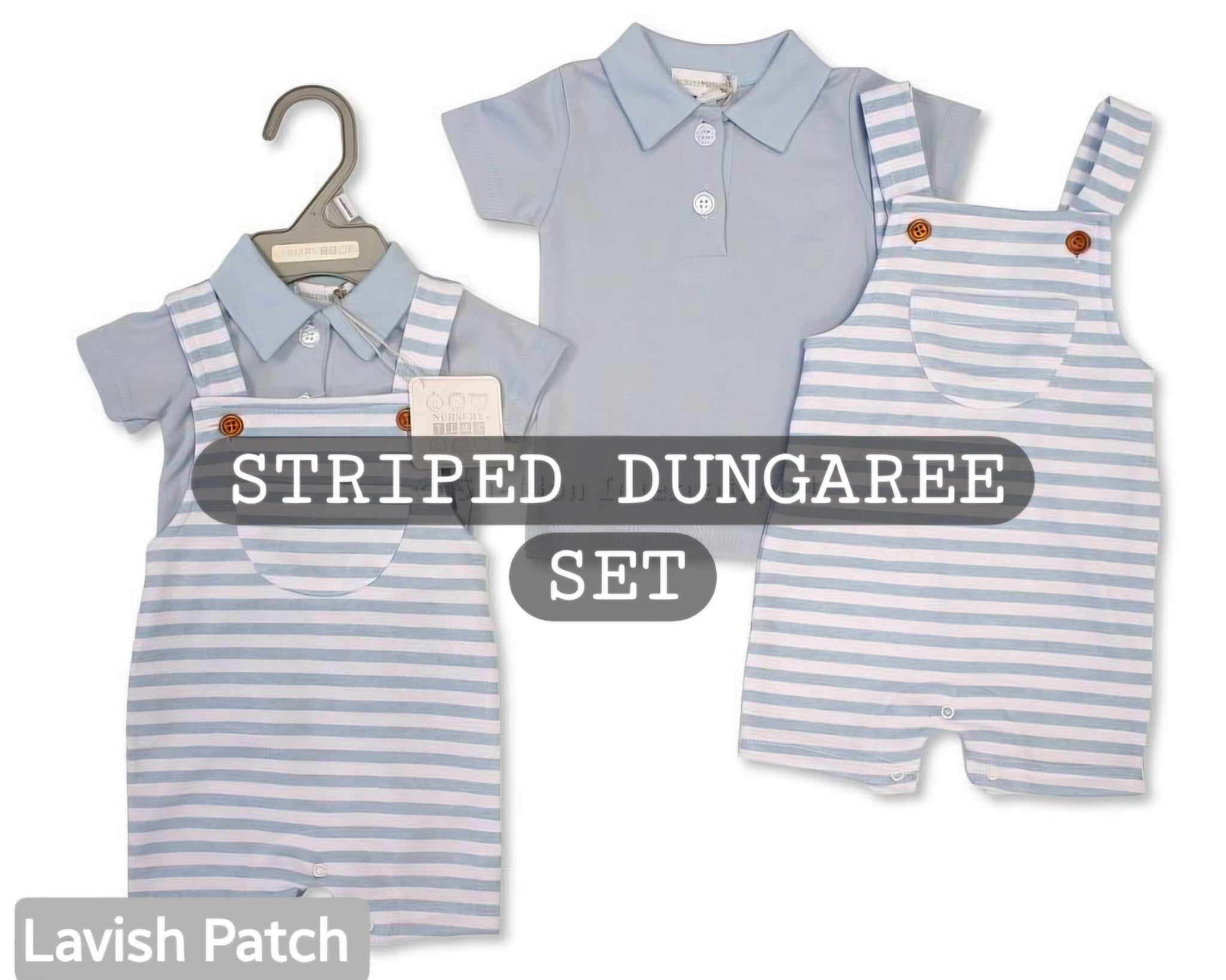 Baby Striped Dungaree Set