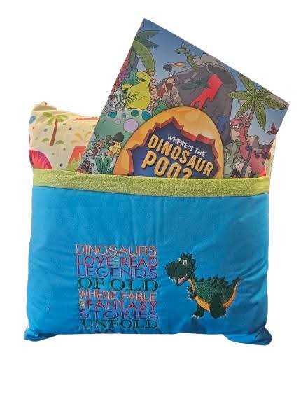 Dinosaur Reading Pocket Pillow